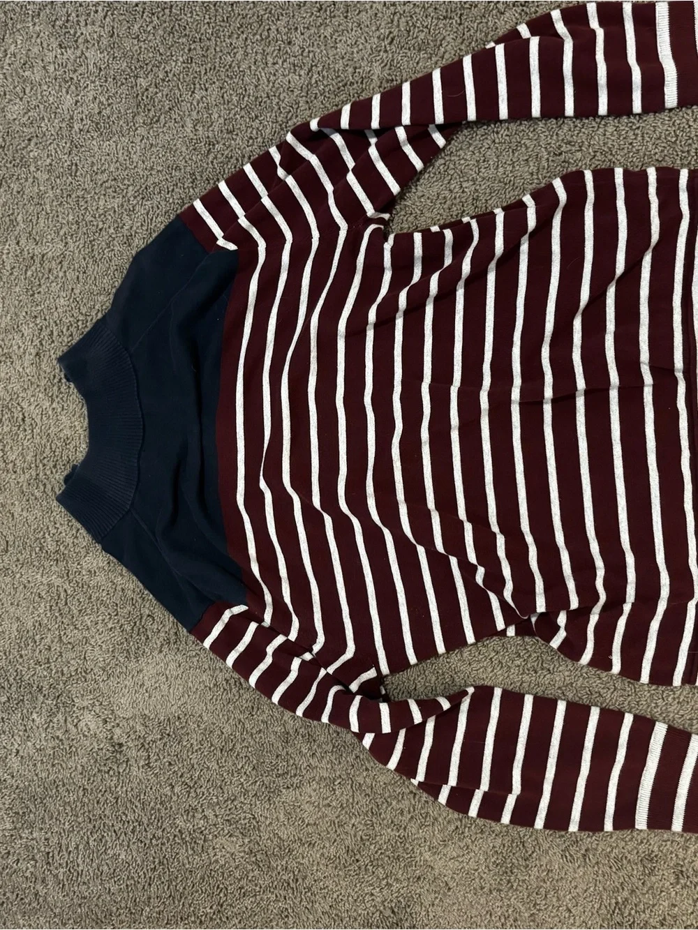 Nautica Navy, red & White Striped Half-Zip Pullover